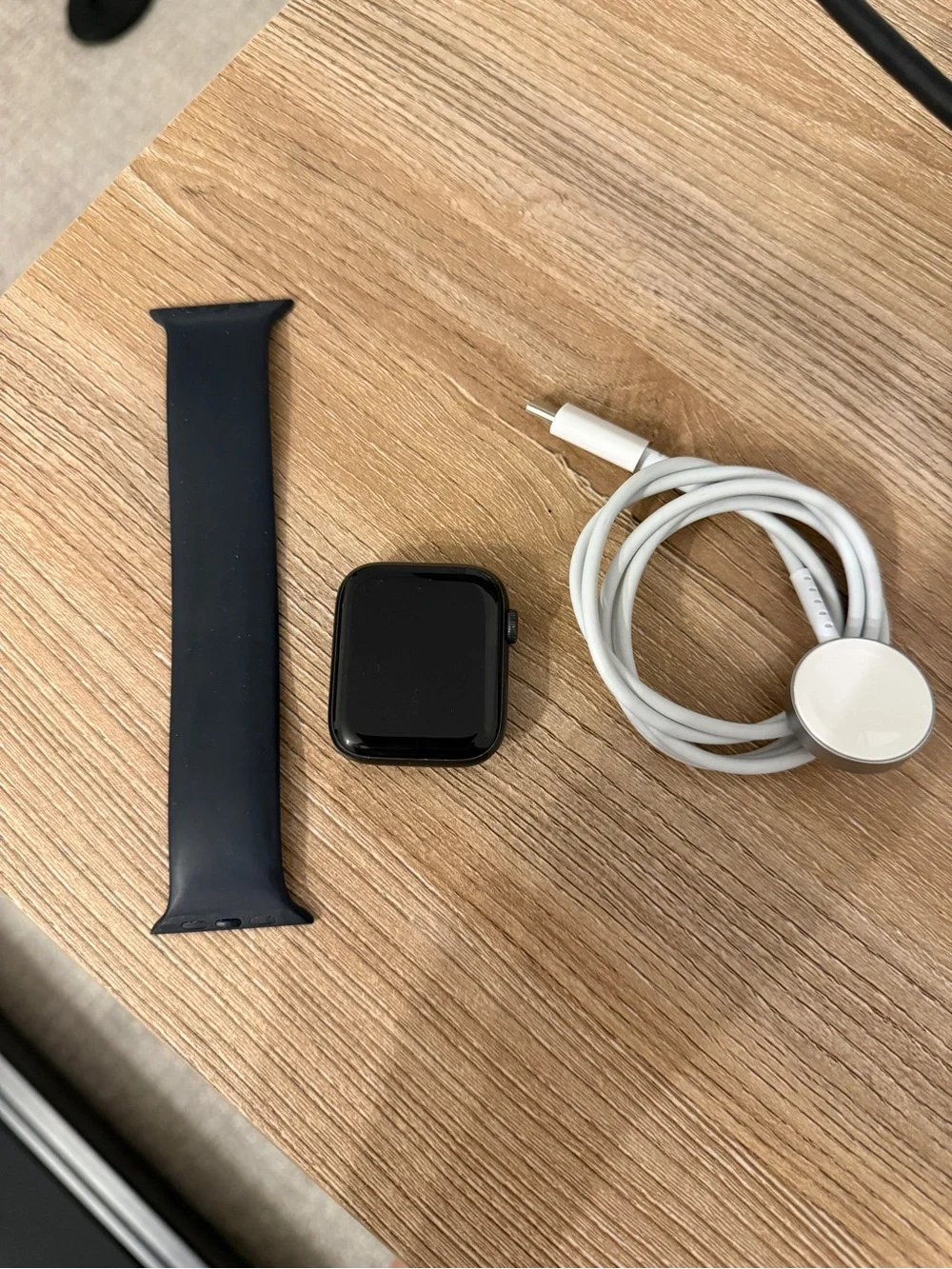 Apple Watch - Black Case with Dark Blue Sport Band